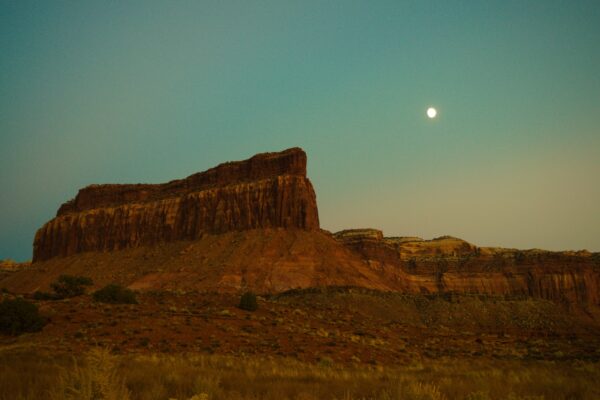 Utahn Butte and Gibbous Moon